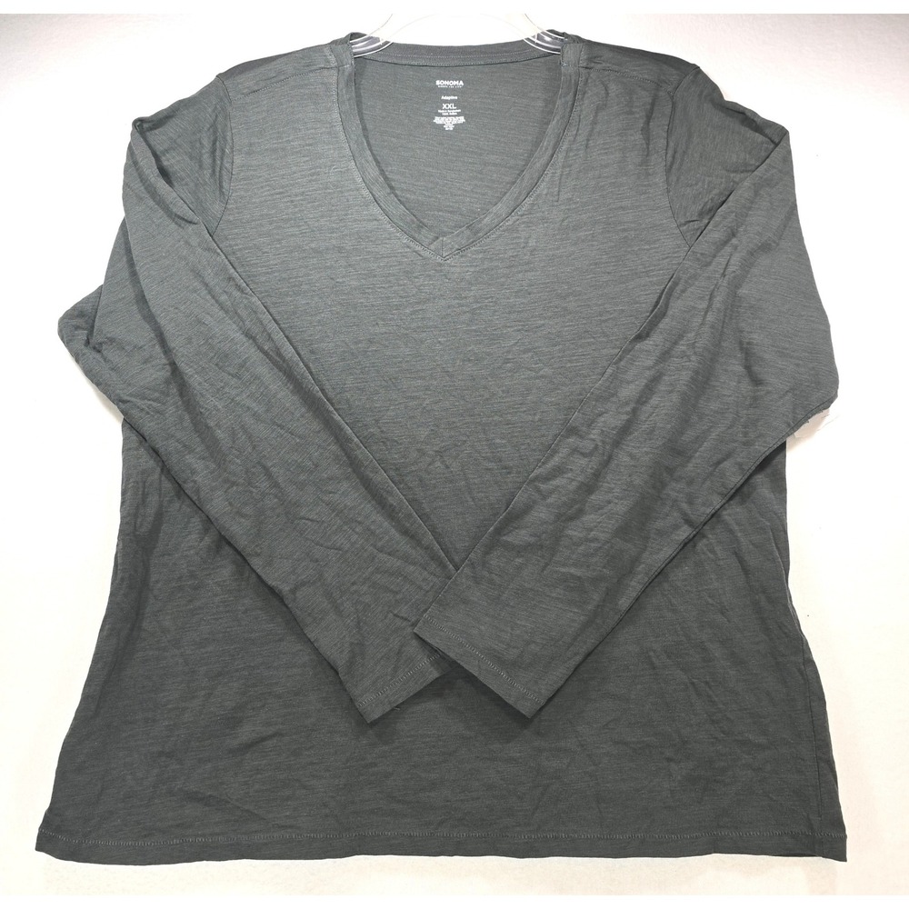 Sonoma Adaptive Womens Nursing XXL Gray Long Sleeve Slub Cotton T-Shirt New